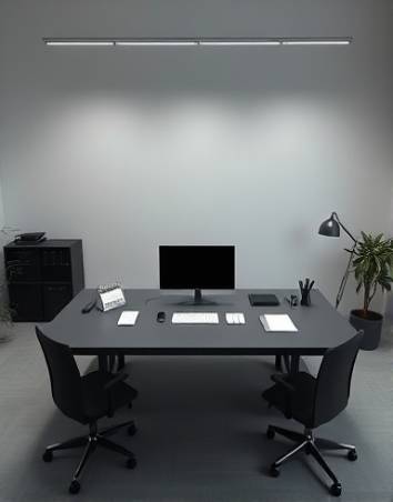 elegant web framework, contemplative, structuring, photorealistic, minimalist workspace with large desk, highly detailed, code snippets around, precise edges, cool greys and blacks, overhead lighting, shot with a 24mm lens.
